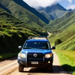 콜롬비아 셀프 드라이브 여행 팁 - **Prompt 1: Epic Andes Road Trip**
"A sturdy 4x4 SUV is driving on a winding, unpaved mountain r...